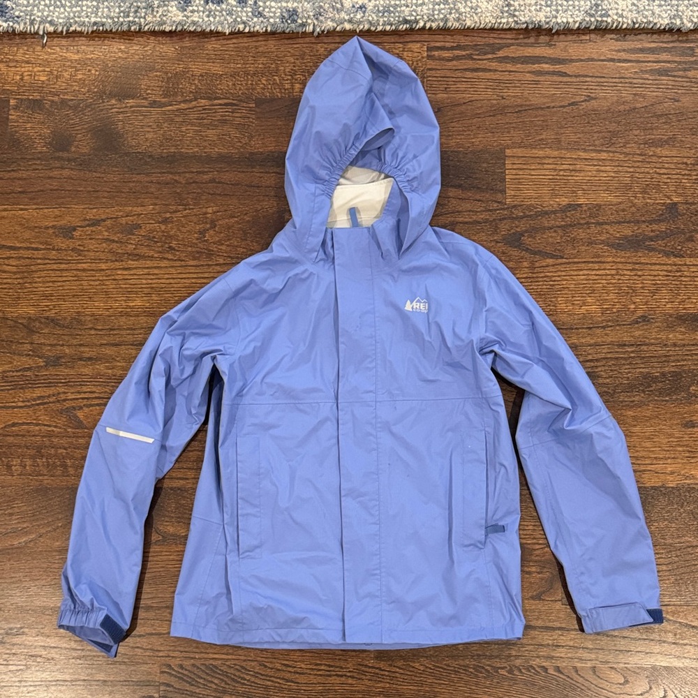 REI Kids Hooded Rain Jacket in Periwinkle Blue